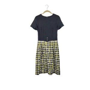 J McLaughlin Colorblock Dress Short Sleeve Combo Fit Flare Black Green Size XS